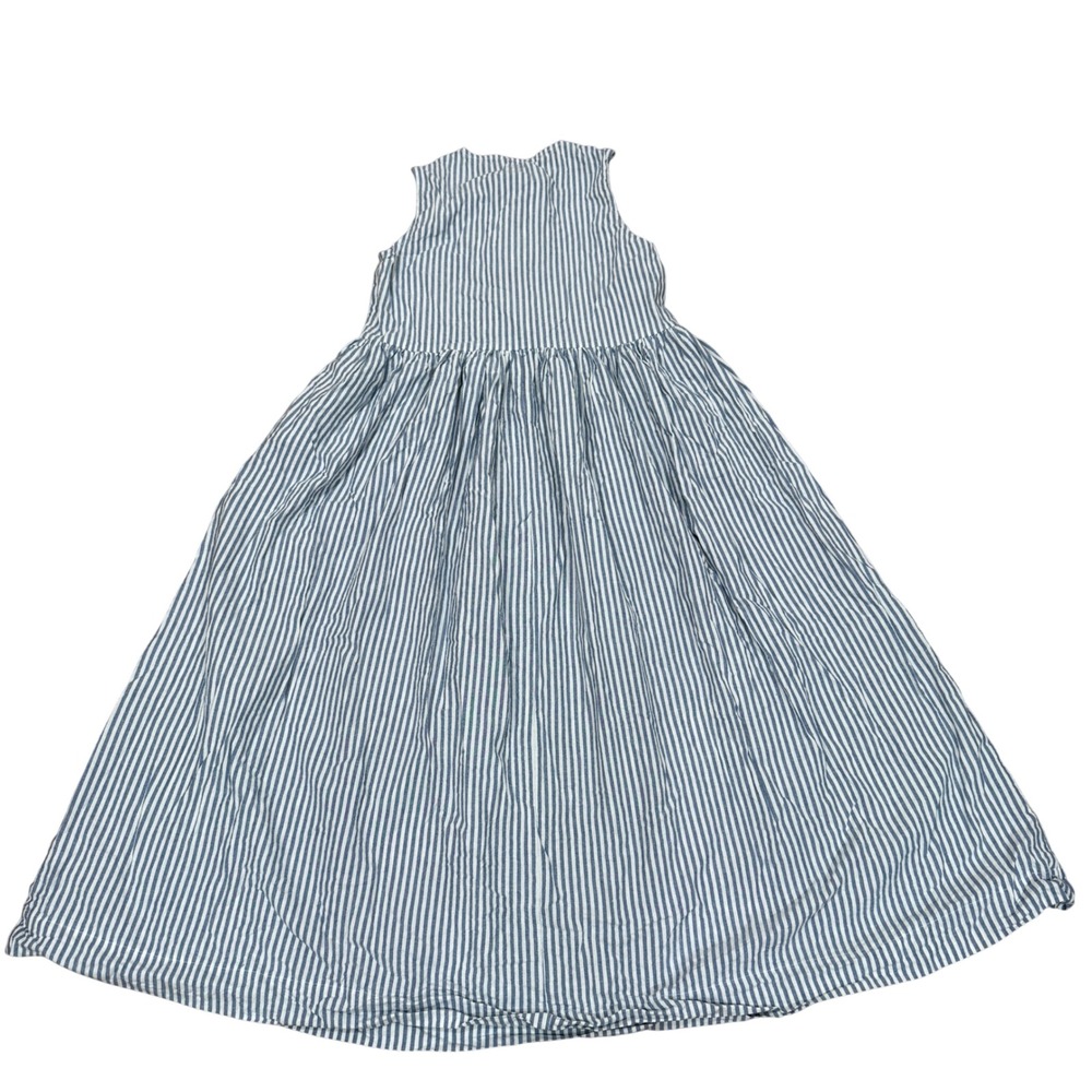Miou Muse Tessa Stripe Bow Tie Dress Blue White Sleeveless Midi Small Coastal - Picture 5 of 13